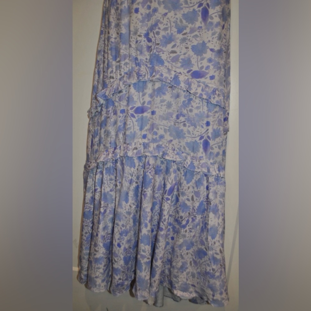 ASTR THE LABEL Anthropologie Cassis Floral Ruffle Cut Out Maxi Dress XS NWOT - Picture 8 of 10